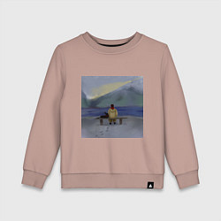 Свитшот хлопковый детский Арт Вид на маяк, цвет: пыльно-розовый