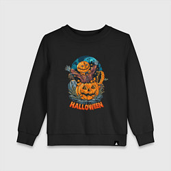 Свитшот хлопковый детский Halloween Scarecrow, цвет: черный