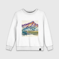 Свитшот хлопковый детский Акварельные горы, цвет: белый