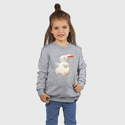 Свитшот хлопковый детский Объемный белый заяц, цвет: меланж — фото 2