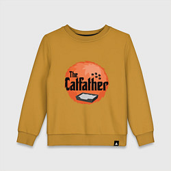 Свитшот хлопковый детский Cat father, цвет: горчичный