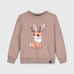 Свитшот хлопковый детский Кролик с рожками - кролик олень, цвет: пыльно-розовый