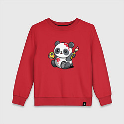 Свитшот хлопковый детский Панда - крутой художник! Cutie, цвет: красный
