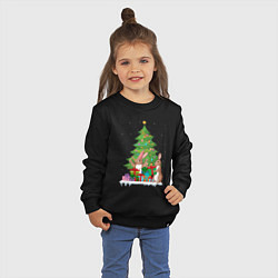 Свитшот хлопковый детский Кролики елка и подарки, цвет: черный — фото 2
