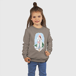 Свитшот хлопковый детский Девушка с ёлкой, цвет: утренний латте — фото 2