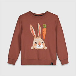 Свитшот хлопковый детский Заяц с морковкой, цвет: кирпичный