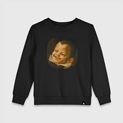 Свитшот хлопковый детский Картина ренессанса - смеющийся мальчик, цвет: черный
