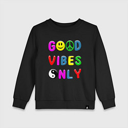 Свитшот хлопковый детский Good vibes only, цвет: черный