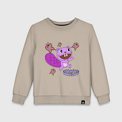 Свитшот хлопковый детский Toothy trap, цвет: миндальный