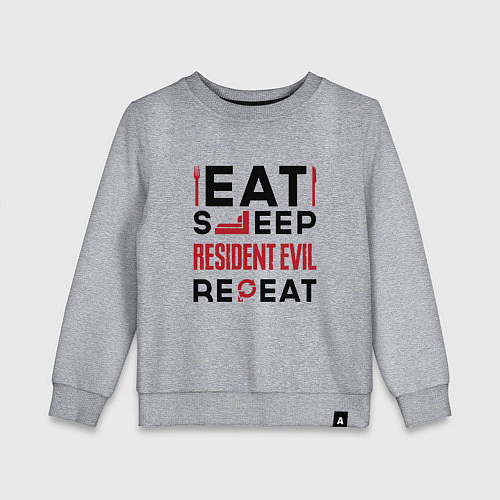 Детский свитшот Надпись: eat sleep Resident Evil repeat / Меланж – фото 1