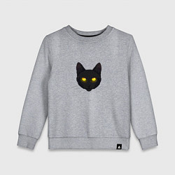 Свитшот хлопковый детский Черный кот с сияющим взглядом, цвет: меланж