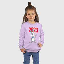 Свитшот хлопковый детский Заяц 2023, цвет: лаванда — фото 2