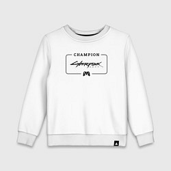 Свитшот хлопковый детский Cyberpunk 2077 gaming champion: рамка с лого и джо, цвет: белый