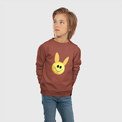 Свитшот хлопковый детский Кролик-смайлик, цвет: кирпичный — фото 2