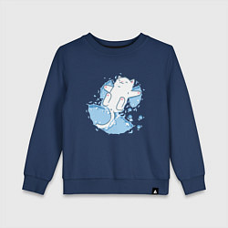 Свитшот хлопковый детский Снежный котоик, цвет: тёмно-синий
