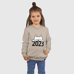 Свитшот хлопковый детский Cat 2023, цвет: миндальный — фото 2