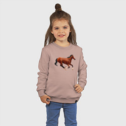 Свитшот хлопковый детский Чистокровная верховая лошадь, цвет: пыльно-розовый — фото 2