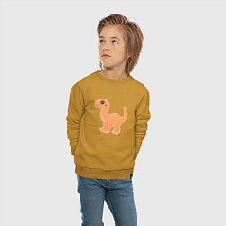 Свитшот хлопковый детский Динозавр оранжевый, цвет: горчичный — фото 2