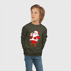 Свитшот хлопковый детский Радостный Санта Клаус, цвет: хаки — фото 2