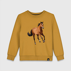 Свитшот хлопковый детский Мустанг лошадь, цвет: горчичный