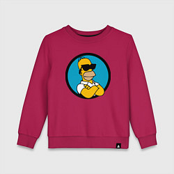 Свитшот хлопковый детский Гомер Симпсон - крутой чувак, цвет: маджента