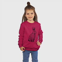 Свитшот хлопковый детский Нарисованный карандашом кролик, цвет: маджента — фото 2