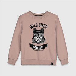 Свитшот хлопковый детский Дикий байкер кабан, цвет: пыльно-розовый