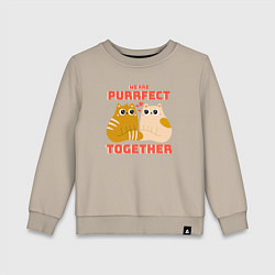 Свитшот хлопковый детский We are purrrfect together, цвет: миндальный
