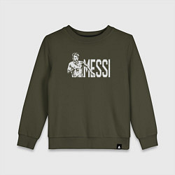 Свитшот хлопковый детский Football Messi, цвет: хаки
