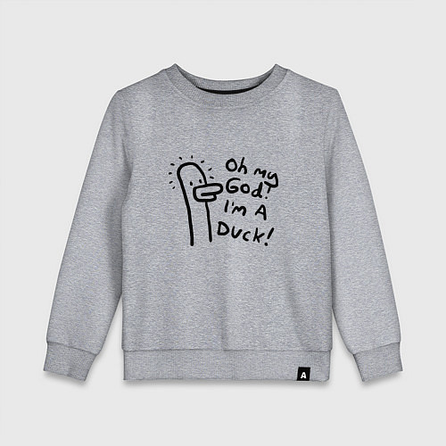 Детский свитшот Oh my god, im duck - joke / Меланж – фото 1