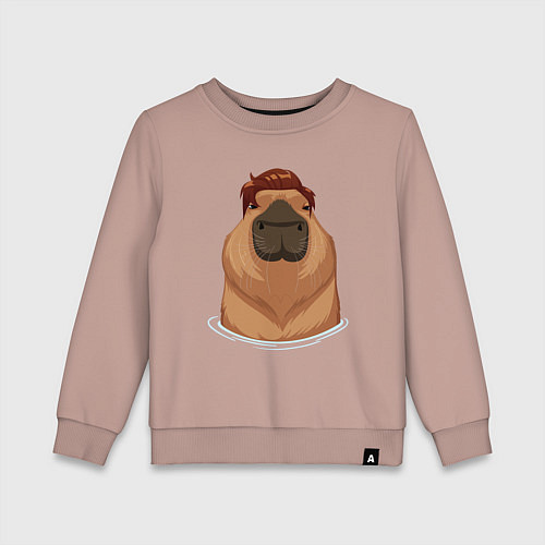 Детский свитшот Капибара гигачад с шевелюрой / Пыльно-розовый – фото 1