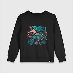 Свитшот хлопковый детский Рыбный день, цвет: черный
