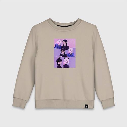 Детский свитшот Уэнздей и Энид - Wednesday / Миндальный – фото 1