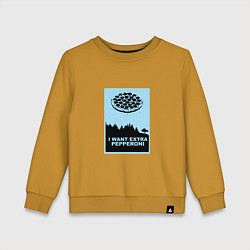 Свитшот хлопковый детский Я хочу пепперони, цвет: горчичный