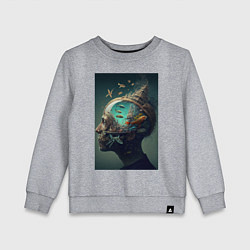 Свитшот хлопковый детский Мысли о море, цвет: меланж