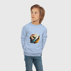 Свитшот хлопковый детский Арт абстракция - птица, цвет: мягкое небо — фото 2