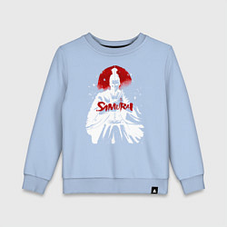 Свитшот хлопковый детский Белый самурай с катаной перед лицом, цвет: мягкое небо