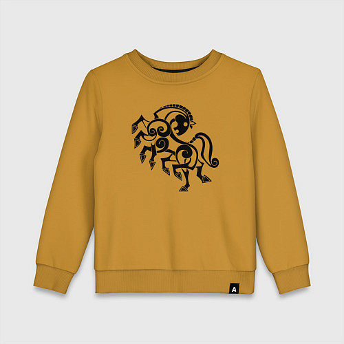 Детский свитшот Слейпнир конь бога Одина / Горчичный – фото 1
