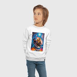 Свитшот хлопковый детский Булли космонавт - нейросеть, цвет: белый — фото 2