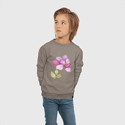 Свитшот хлопковый детский Цветок магнолии акварелью, цвет: утренний латте — фото 2