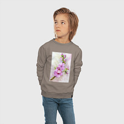 Свитшот хлопковый детский Цвет сакуры акварелью, цвет: утренний латте — фото 2