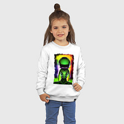 Свитшот хлопковый детский Bizarre alien - neural network - neon glow, цвет: белый — фото 2
