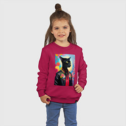 Свитшот хлопковый детский Кошачья мода - нейросеть, цвет: маджента — фото 2