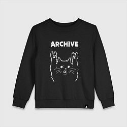 Свитшот хлопковый детский Archive рок кот, цвет: черный