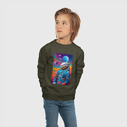 Свитшот хлопковый детский Shark in spacesuit - neural network, цвет: хаки — фото 2