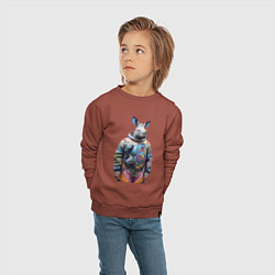Свитшот хлопковый детский Rhino in spacesuit, цвет: кирпичный — фото 2