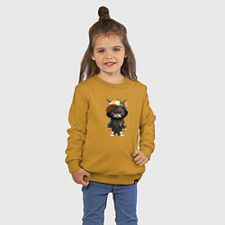 Свитшот хлопковый детский Кот-рэпер, цвет: горчичный — фото 2