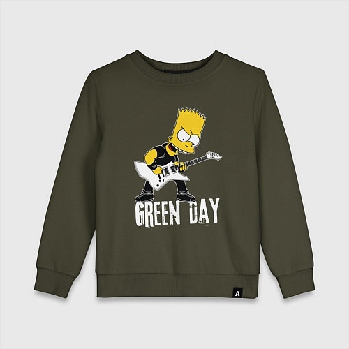 Детский свитшот Green Day Барт Симпсон рокер / Хаки – фото 1