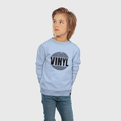 Свитшот хлопковый детский Vinyl надпись с пластинкой, цвет: мягкое небо — фото 2