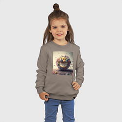 Свитшот хлопковый детский Жизнерадостный смайлик, цвет: утренний латте — фото 2
